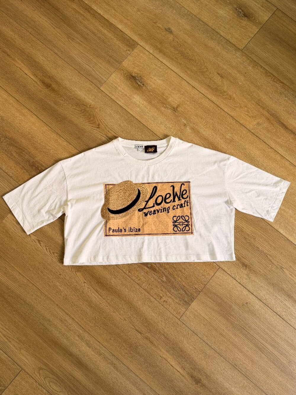 LOEWE PAULA'S IBIZA Cropped White T-Shirt S